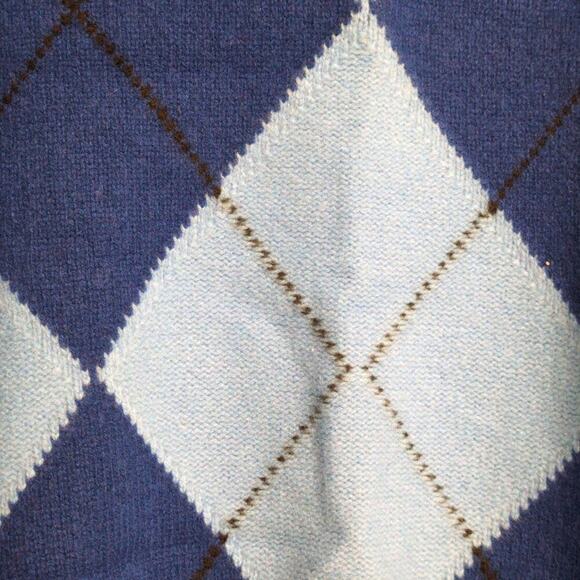 NWT Everlane Blue Navy Argyle Mock Turtleneck Wool Pullover Sweater Size L - Picture 3 of 12